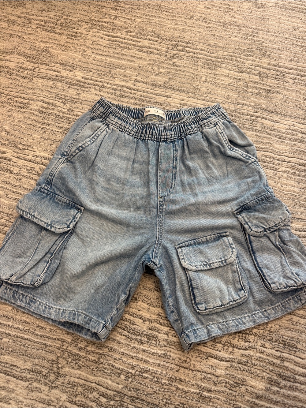 Zara Light Blue Denim Cargo Shorts - kids Utility Style
